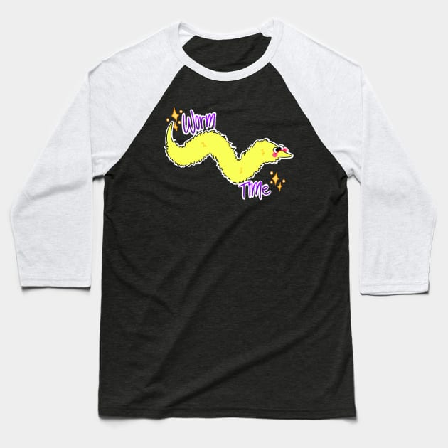 Worm Time Baseball T-Shirt by Nullkunst
